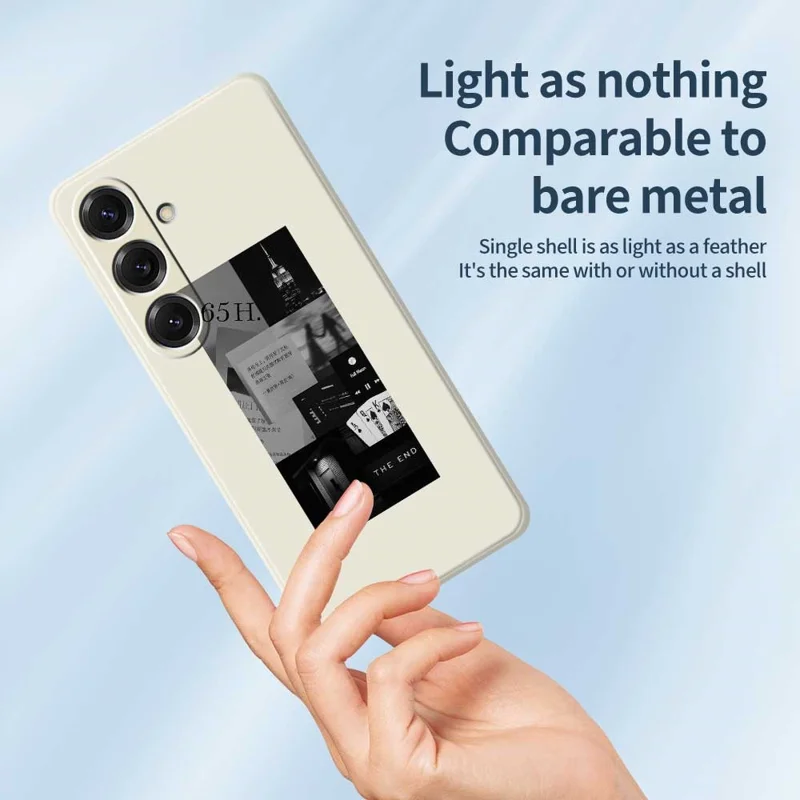 For Samsung Galaxy S25 Case Stitching Photos Pattern Printing Straight Edge TPU Phone Back Cover - Beige