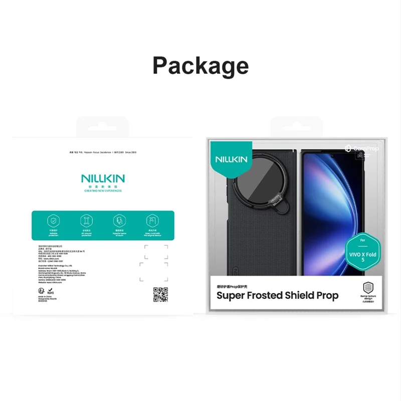 NILLKIN Super Frosted Shield Prop For vivo X Fold5 5G Case Clear Lens Lid Kickstand Phone Cover