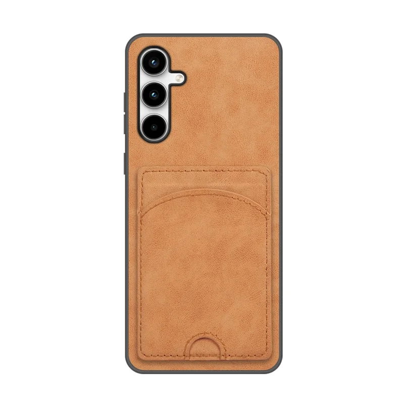 For Samsung Galaxy A17 5G Case Kickstand Leather Coated TPU Phone Cover with Card Slot - Orange