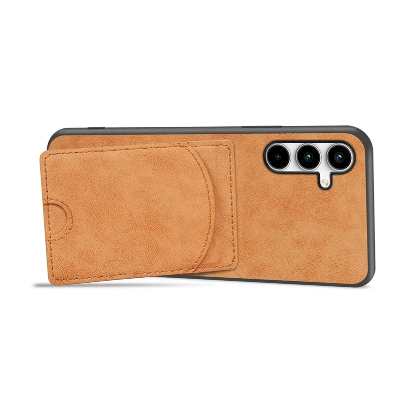 For Samsung Galaxy A17 5G Case Kickstand Leather Coated TPU Phone Cover with Card Slot - Orange
