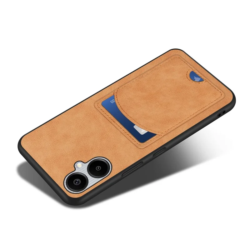 Funda para Samsung Galaxy A06 4G con Soporte, Revestimiento de Cuero y TPU, Ranura para Tarjetas - Naranja