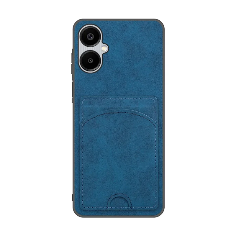 For Samsung Galaxy A07 4G Case Kickstand Leather Coated TPU Phone Cover with Card Slot - Blue