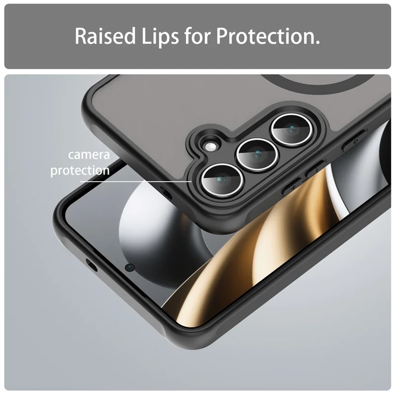 For Samsung Galaxy S25 FE Case Compatible with MagSafe Anti Drop PC + TPU Phone Cover - Black