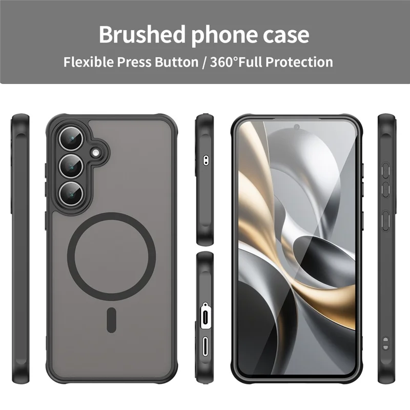 For Samsung Galaxy S25 FE Case Compatible with MagSafe Anti Drop PC + TPU Phone Cover - Black