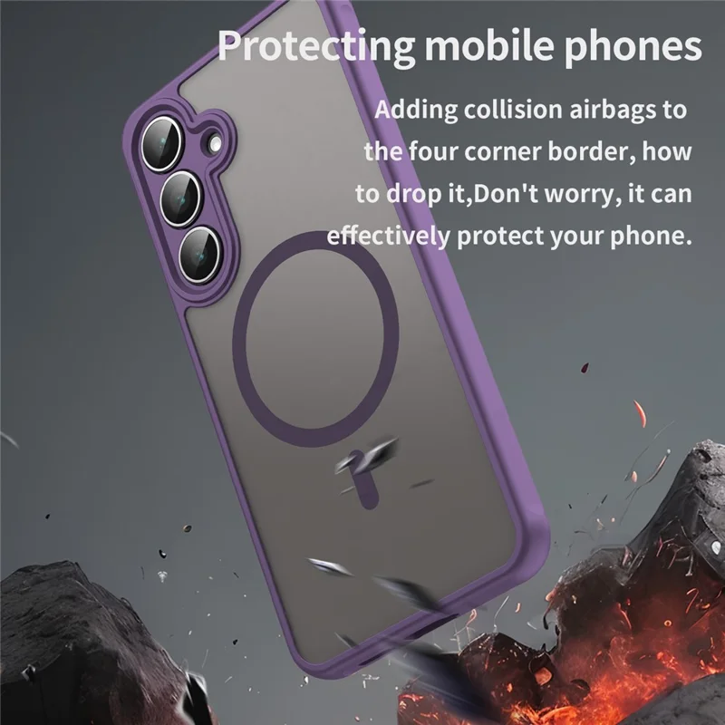 For Samsung Galaxy S25 FE Magnetic Case Anti Drop PC + TPU Phone Cover - Purple