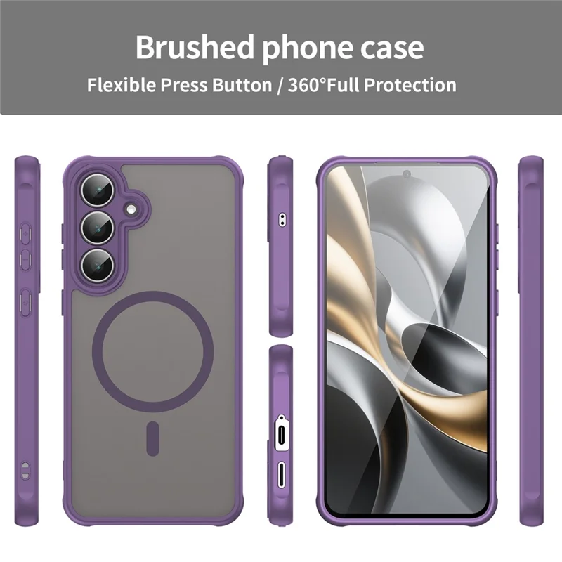 For Samsung Galaxy S25 FE Magnetic Case Anti Drop PC + TPU Phone Cover - Purple