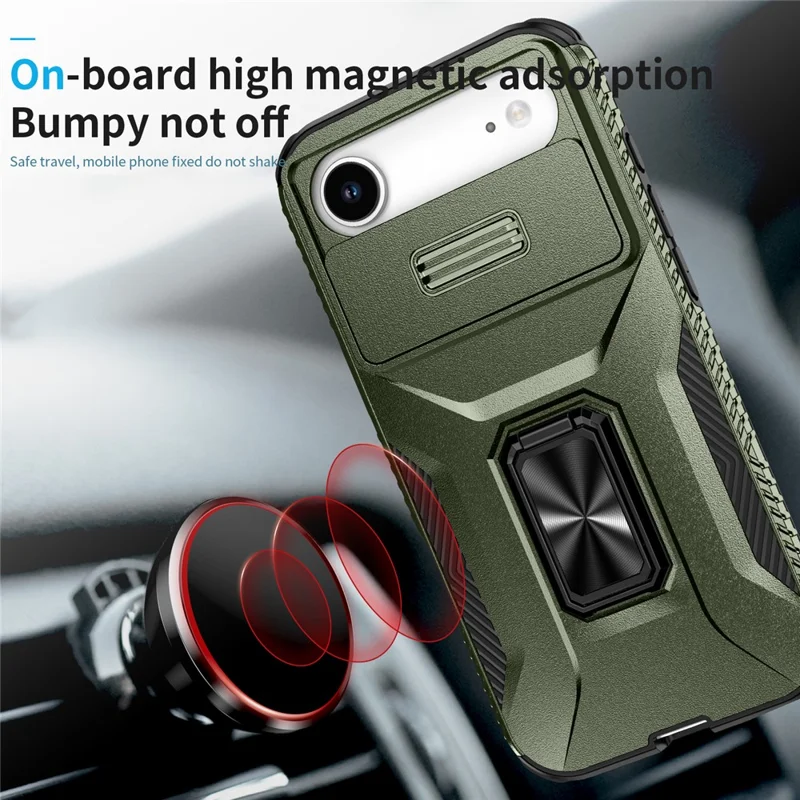 For iPhone 17 Air Case Camshield Kickstand TPU + PC Anti-Slip Phone Cover - Green