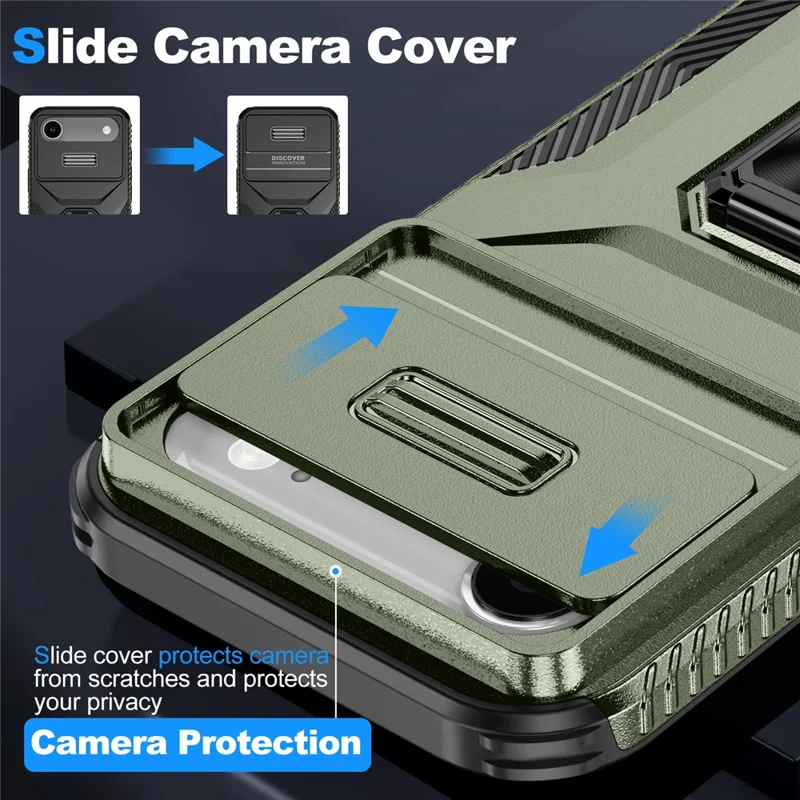 For iPhone 17 Air Case Camshield Kickstand TPU + PC Anti-Slip Phone Cover - Green