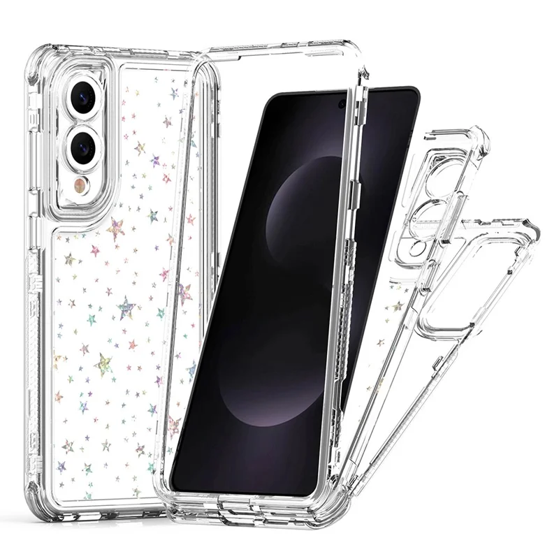 For Samsung Galaxy S25 Edge Case Acrylic TPU Clear Phone Cover with Laser-printed Film - Stars