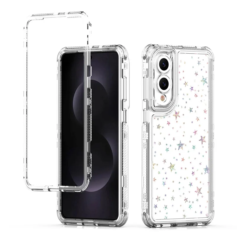 For Samsung Galaxy S25 Edge Case Acrylic TPU Clear Phone Cover with Laser-printed Film - Stars