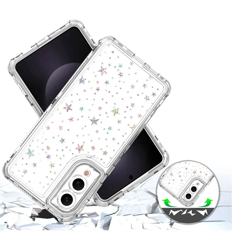 For Samsung Galaxy S25 Edge Case Acrylic TPU Clear Phone Cover with Laser-printed Film - Stars