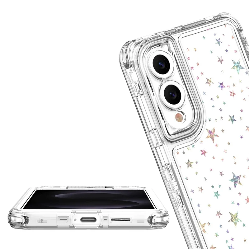 For Samsung Galaxy S25 Edge Case Acrylic TPU Clear Phone Cover with Laser-printed Film - Stars