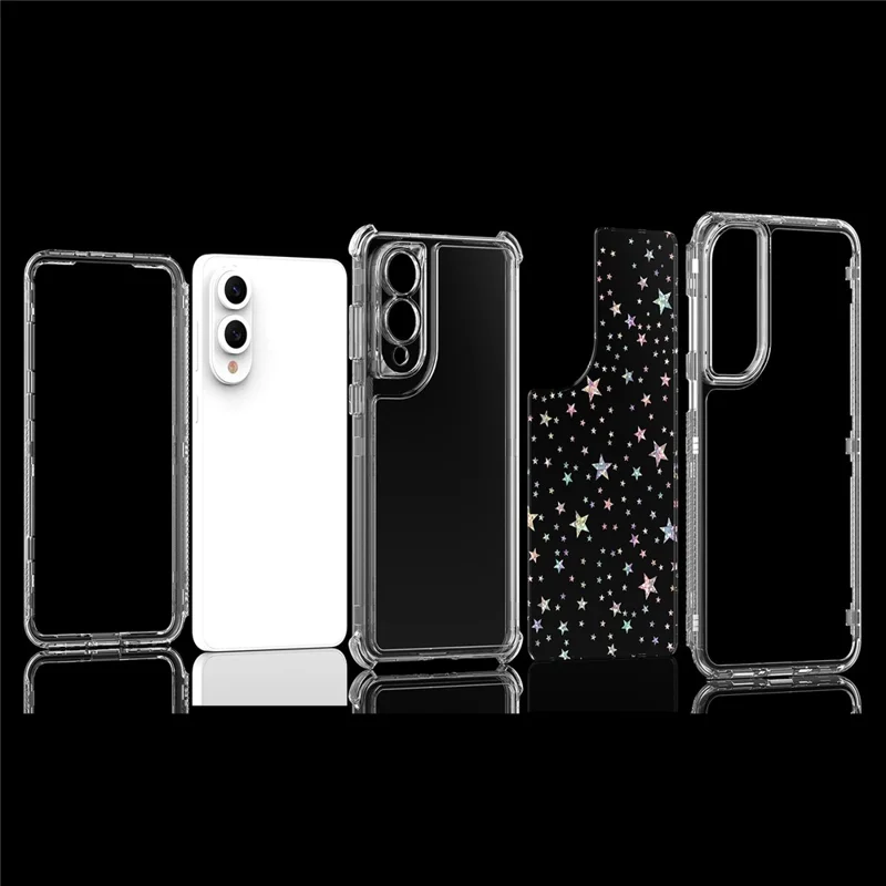 For Samsung Galaxy S25 Edge Case Acrylic TPU Clear Phone Cover with Laser-printed Film - Stars
