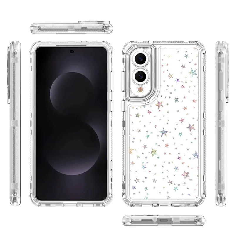 For Samsung Galaxy S25 Edge Case Acrylic TPU Clear Phone Cover with Laser-printed Film - Stars