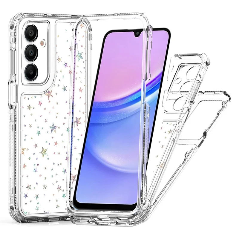 Funda para Samsung Galaxy A26 5G de Acrílico TPU Transparente con Película Láser Impresa - Estrellas