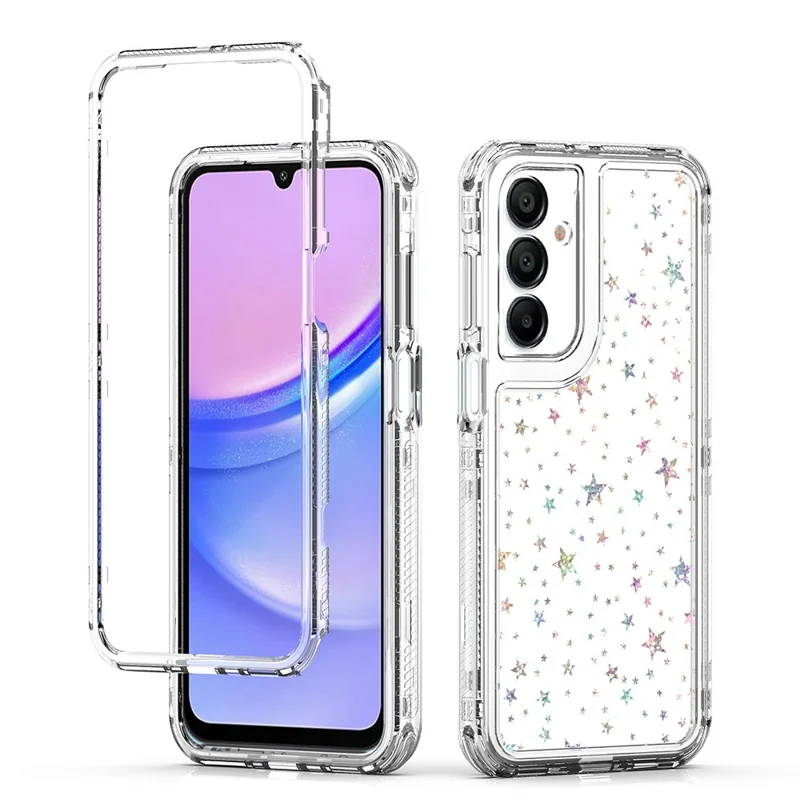 Funda para Samsung Galaxy A26 5G de Acrílico TPU Transparente con Película Láser Impresa - Estrellas