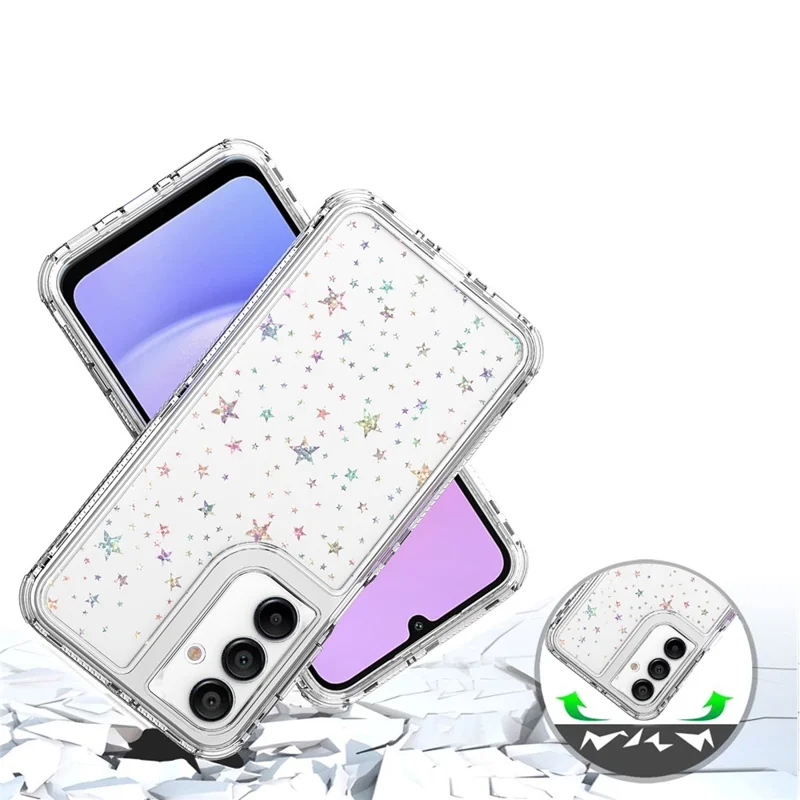 Funda para Samsung Galaxy A26 5G de Acrílico TPU Transparente con Película Láser Impresa - Estrellas