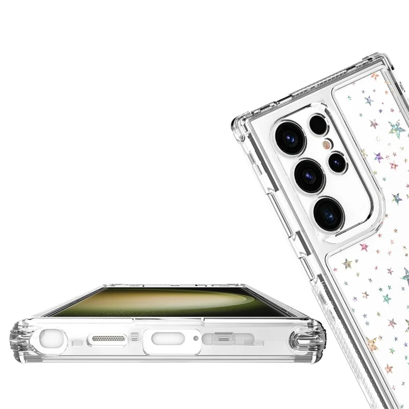 Per Samsung Galaxy S25 Ultra / S24 Ultra Custodia Acrilico TPU Cover Telefono Trasparente con Pellicola Stampata al Laser - Stelle