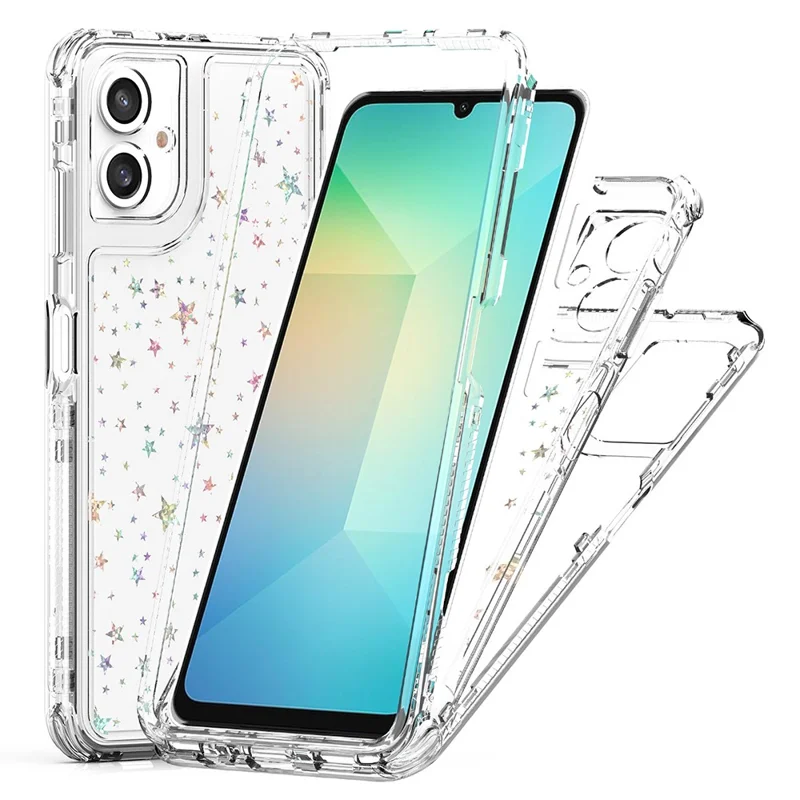 For Samsung Galaxy A06 4G Case Acrylic TPU Clear Phone Cover with Laser-printed Film - Stars