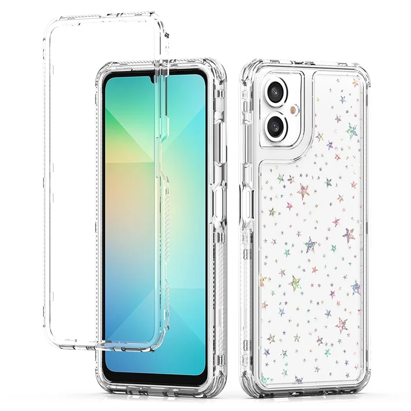 For Samsung Galaxy A06 4G Case Acrylic TPU Clear Phone Cover with Laser-printed Film - Stars