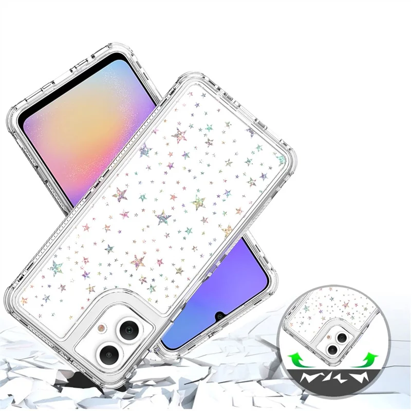 For Samsung Galaxy A06 4G Case Acrylic TPU Clear Phone Cover with Laser-printed Film - Stars