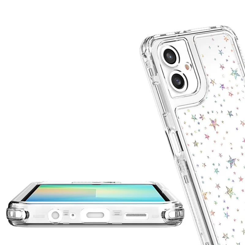 For Samsung Galaxy A06 4G Case Acrylic TPU Clear Phone Cover with Laser-printed Film - Stars