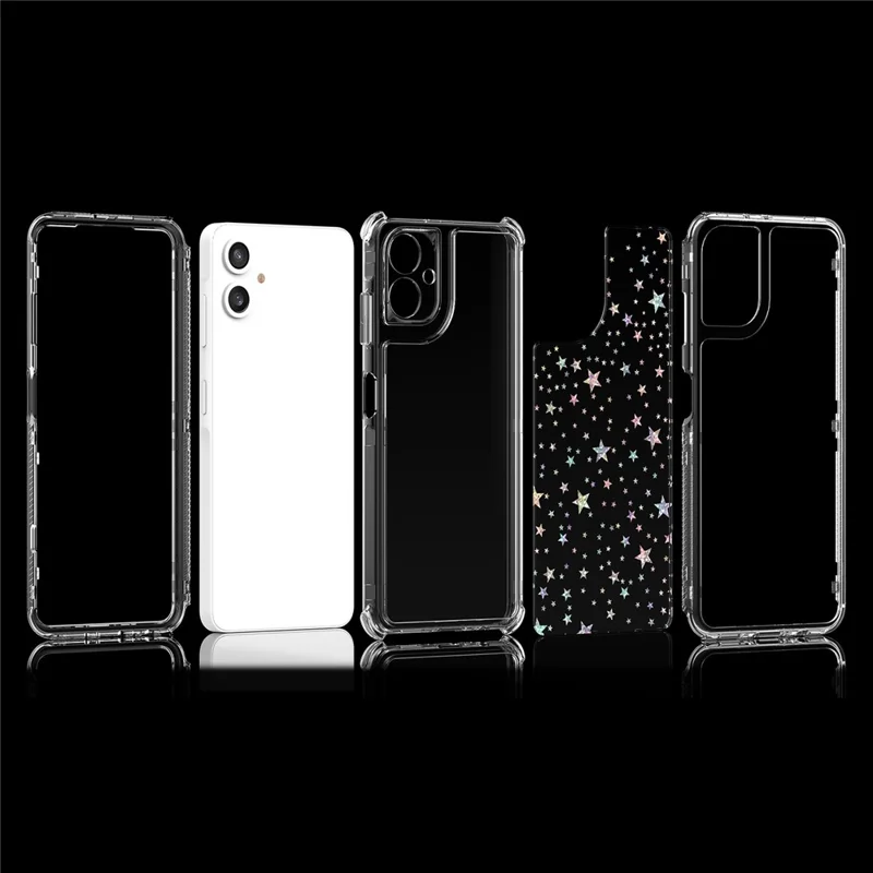 For Samsung Galaxy A06 4G Case Acrylic TPU Clear Phone Cover with Laser-printed Film - Stars
