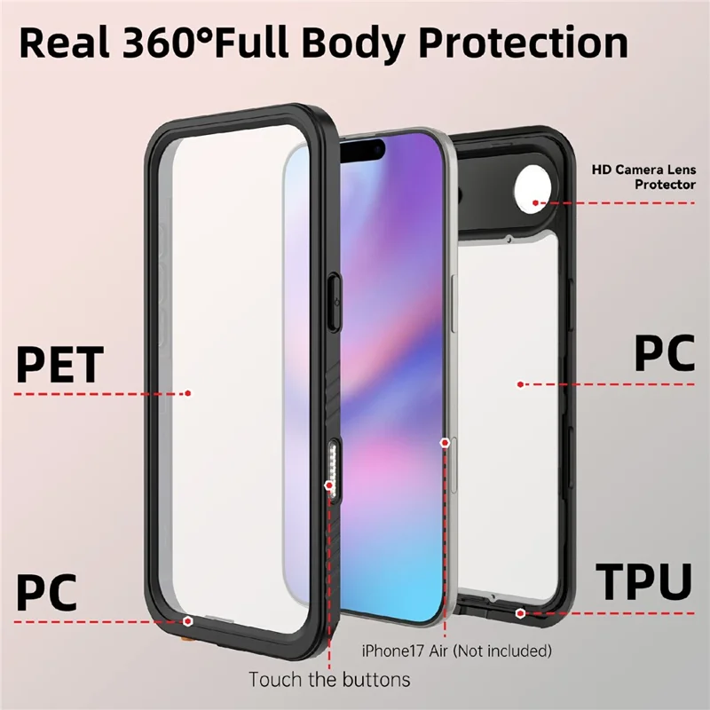 REDPEPPER FS / FM Série Étui Étanche à l'Air IP68 Antichoc pour iPhone 17 avec Protection Intégrale