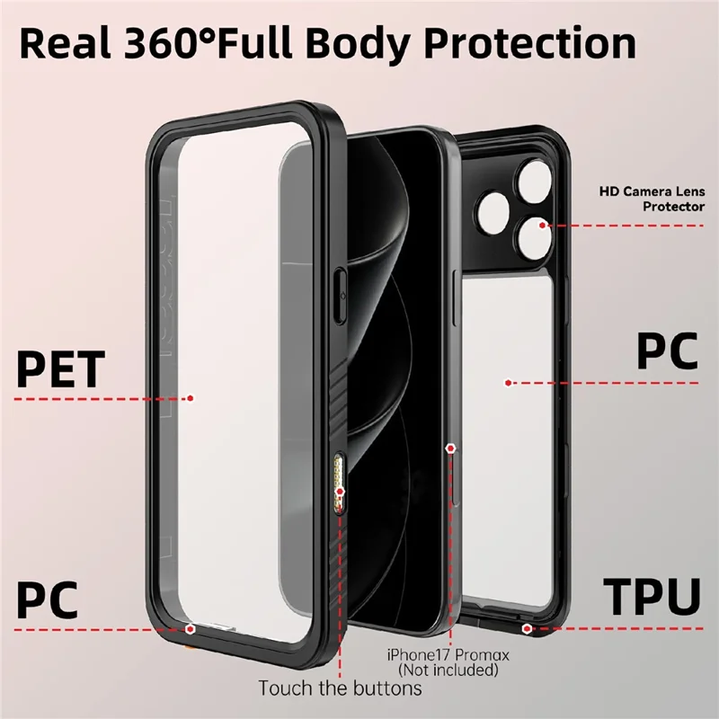 REDPEPPER FS / FM Serie per iPhone 17 Pro Cover Impermeabile IP68 Antiurto per Cellulare