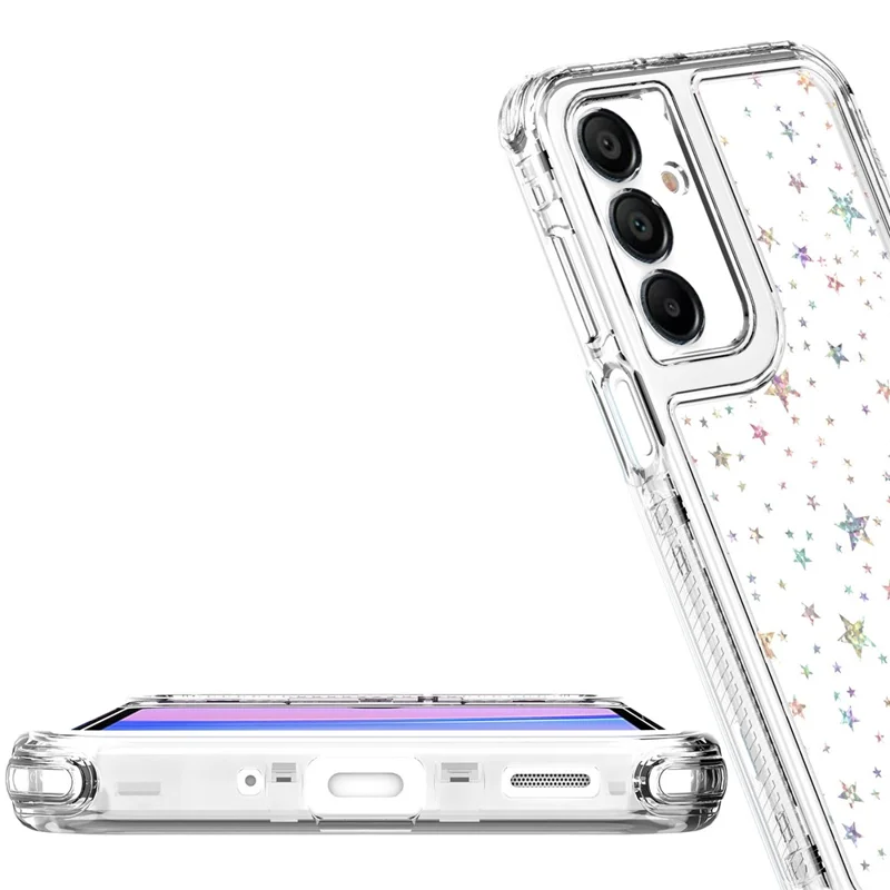 Étui pour Samsung Galaxy A16 4G / 5G Coque Acrylique TPU Transparente avec Film Laser - Étoiles