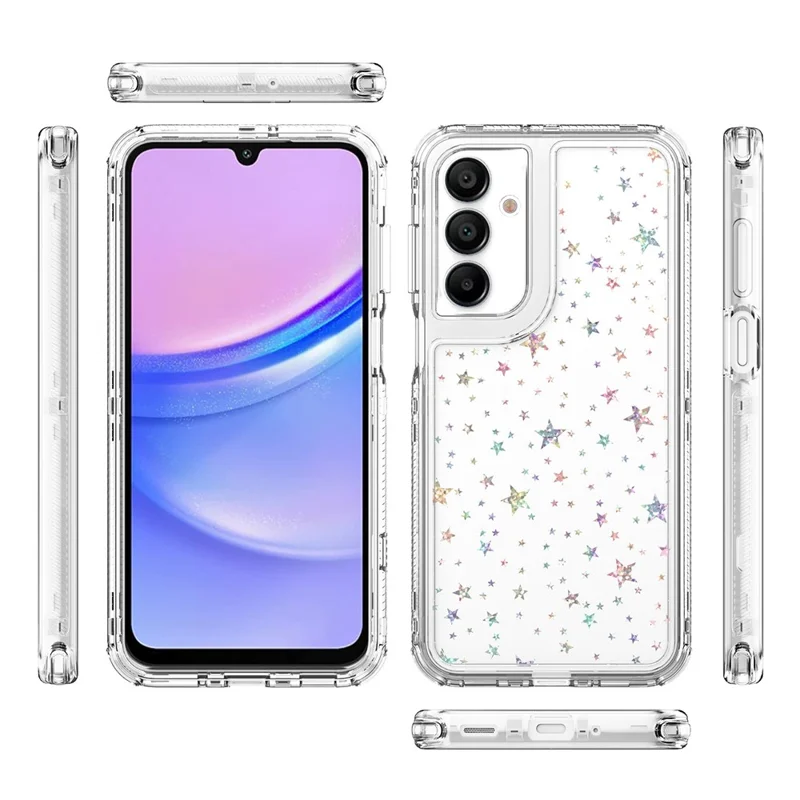 Étui pour Samsung Galaxy A16 4G / 5G Coque Acrylique TPU Transparente avec Film Laser - Étoiles