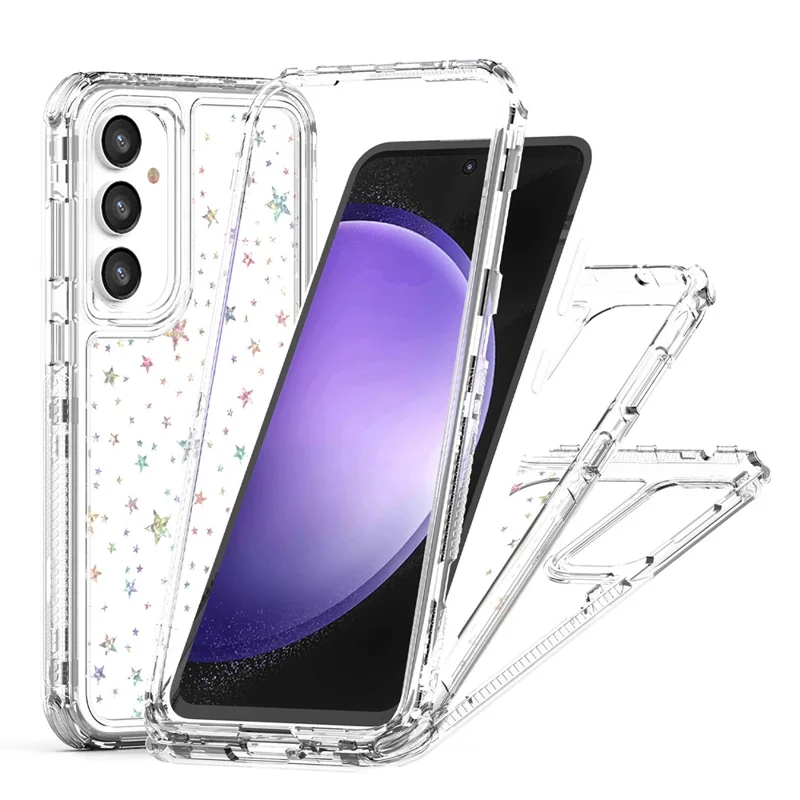 Für Samsung Galaxy S23 FE Hülle Transparente Acryl-TPU Hybrid Handyhülle mit lasergravierter Folie - Sterne