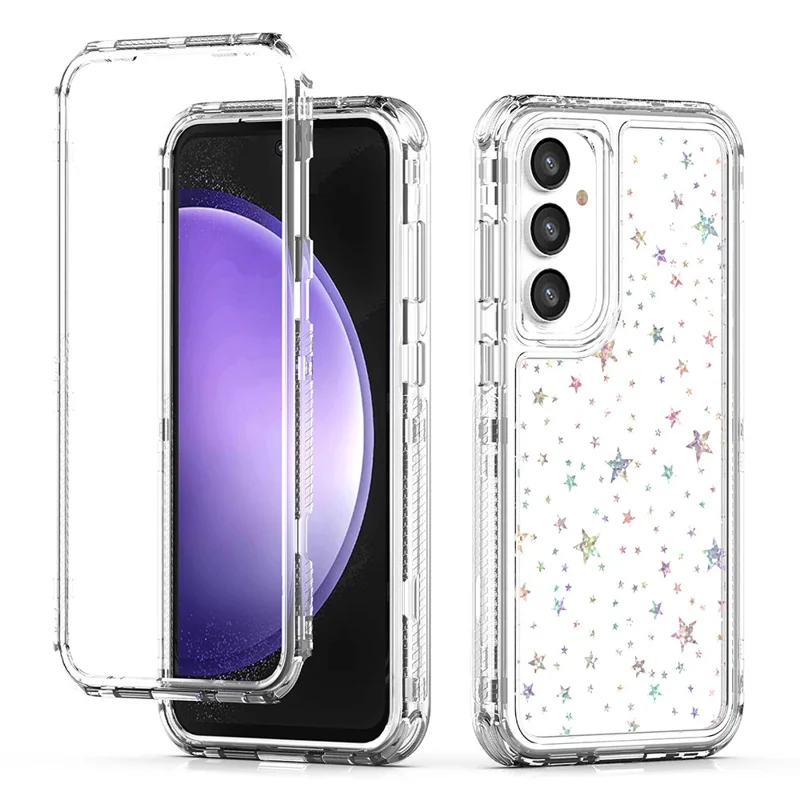 Für Samsung Galaxy S23 FE Hülle Transparente Acryl-TPU Hybrid Handyhülle mit lasergravierter Folie - Sterne