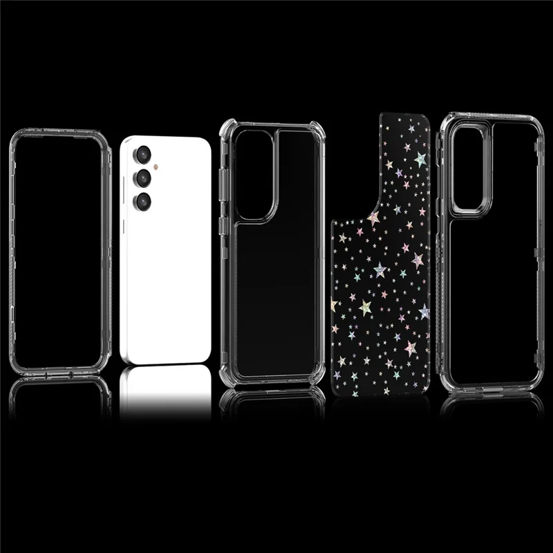 Für Samsung Galaxy S23 FE Hülle Transparente Acryl-TPU Hybrid Handyhülle mit lasergravierter Folie - Sterne