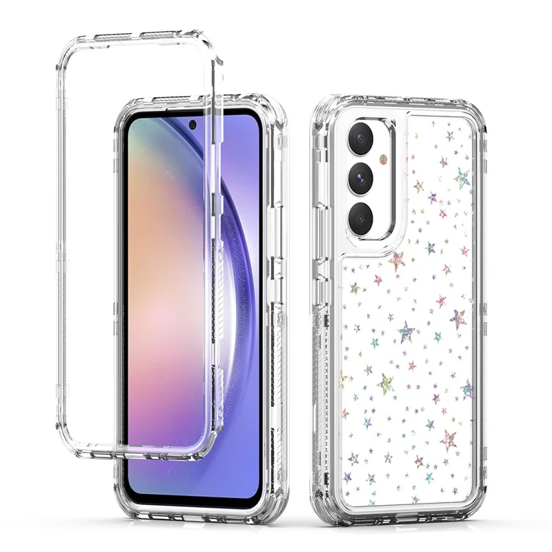 For Samsung Galaxy A54 5G Case Clear Acrylic TPU Hybrid Phone Cover with Laser-printed Film - Stars