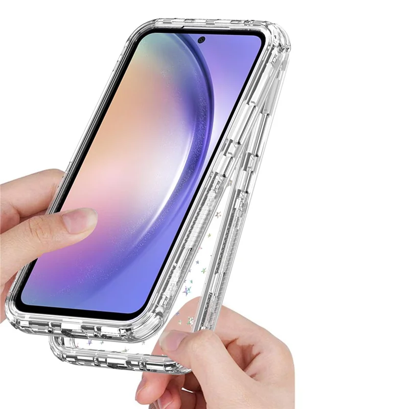 For Samsung Galaxy A54 5G Case Clear Acrylic TPU Hybrid Phone Cover with Laser-printed Film - Stars