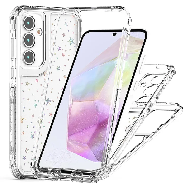 For Samsung Galaxy A35 5G Case Acrylic TPU Clear Phone Cover with Laser-printed Film - Stars