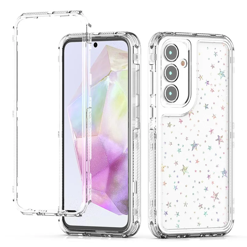 For Samsung Galaxy A35 5G Case Acrylic TPU Clear Phone Cover with Laser-printed Film - Stars