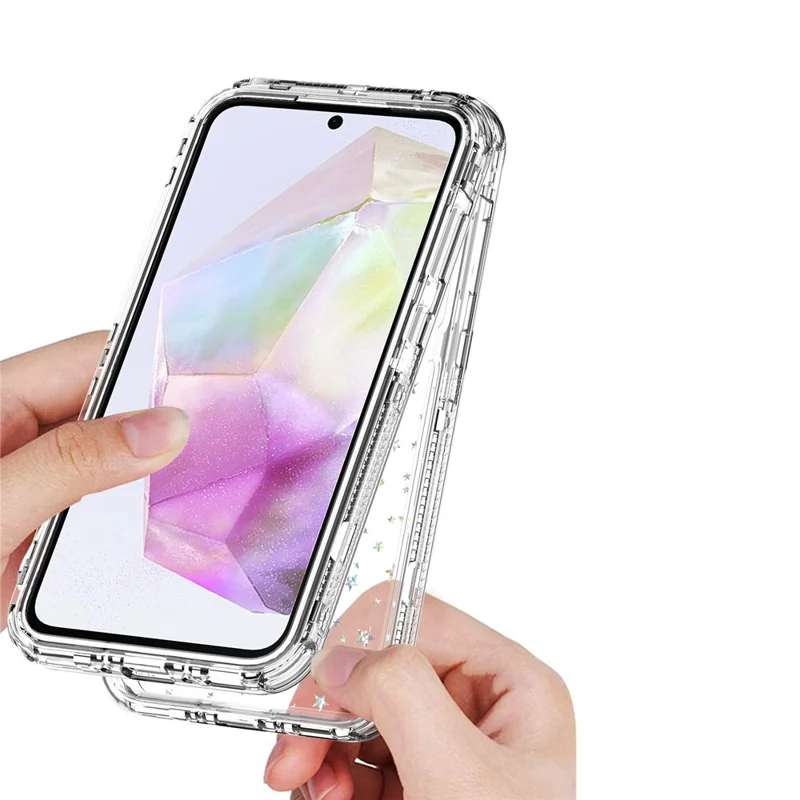 For Samsung Galaxy A35 5G Case Acrylic TPU Clear Phone Cover with Laser-printed Film - Stars