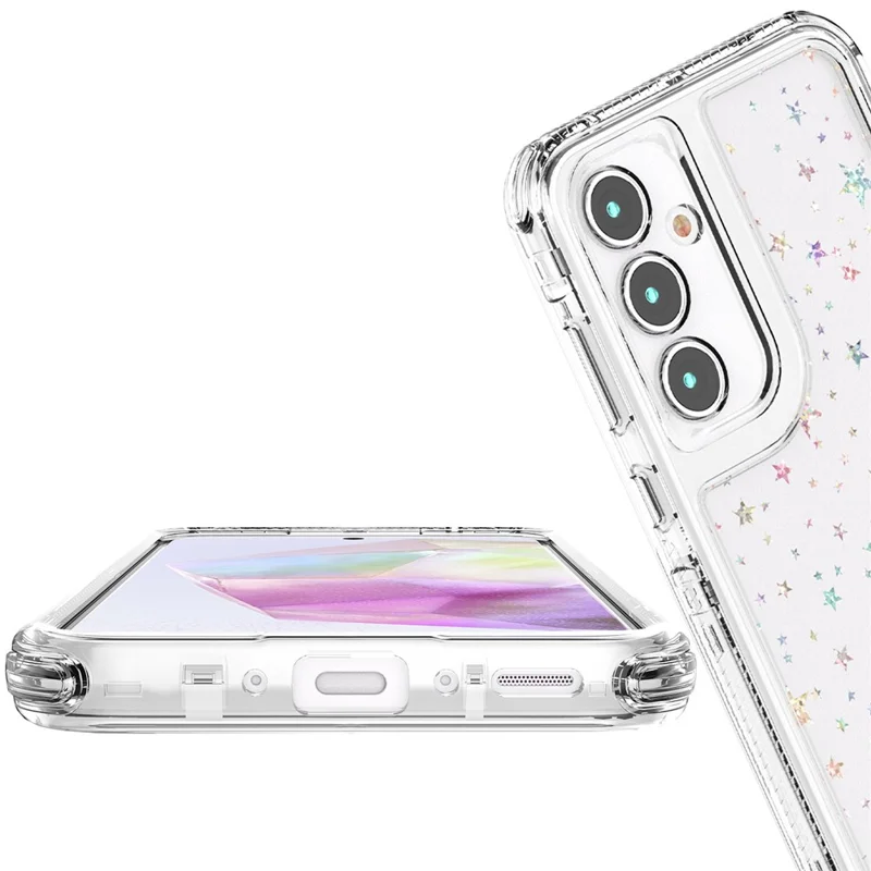 For Samsung Galaxy A35 5G Case Acrylic TPU Clear Phone Cover with Laser-printed Film - Stars