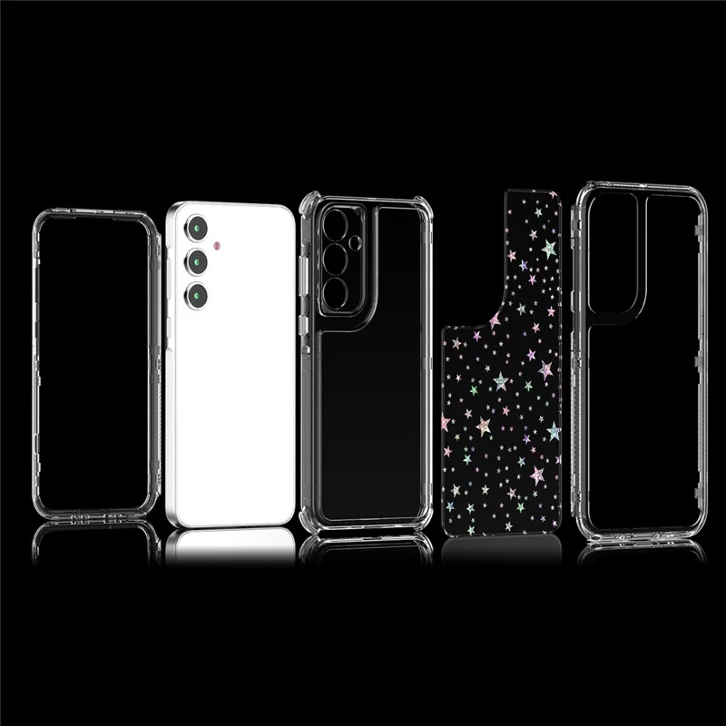 For Samsung Galaxy A35 5G Case Acrylic TPU Clear Phone Cover with Laser-printed Film - Stars