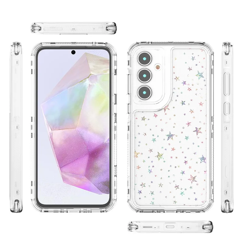 For Samsung Galaxy A35 5G Case Acrylic TPU Clear Phone Cover with Laser-printed Film - Stars