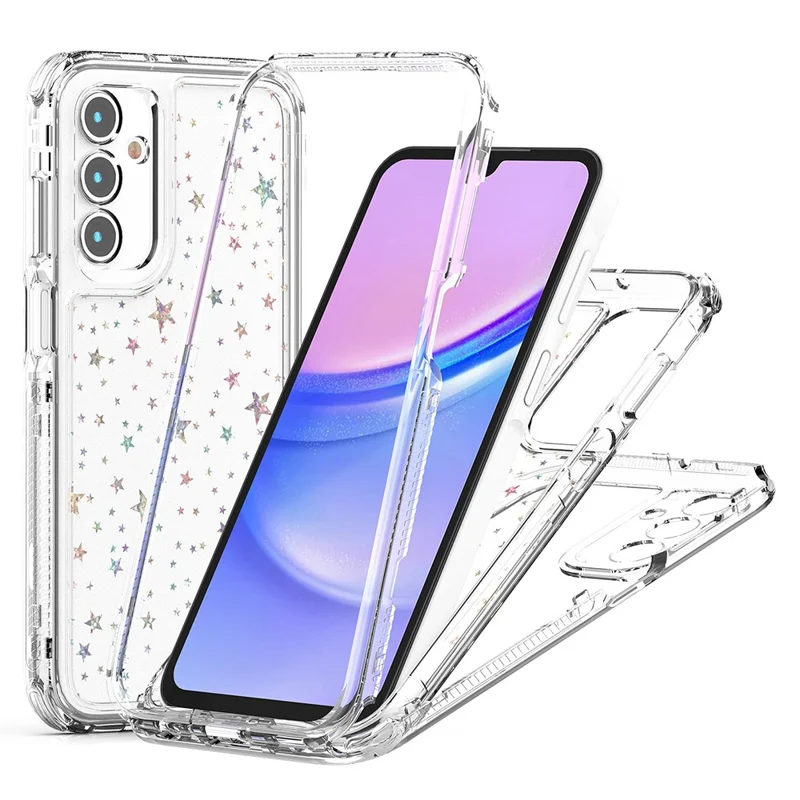 For Samsung Galaxy A25 5G (Global) (161.0mm) Case Acrylic TPU Clear Phone Cover with Laser-printed Film - Stars