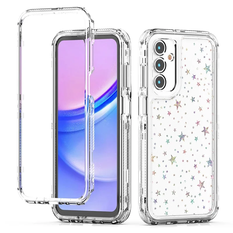 For Samsung Galaxy A25 5G (Global) (161.0mm) Case Acrylic TPU Clear Phone Cover with Laser-printed Film - Stars