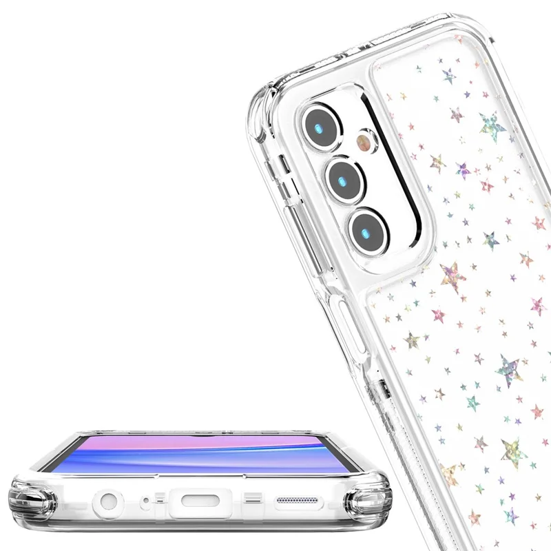 For Samsung Galaxy A25 5G (Global) (161.0mm) Case Acrylic TPU Clear Phone Cover with Laser-printed Film - Stars