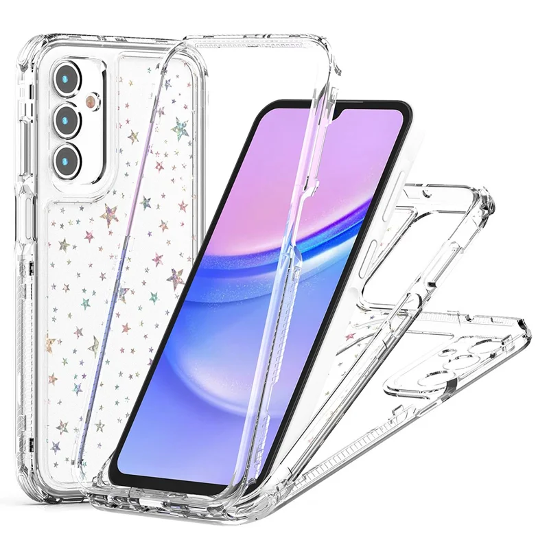 For Samsung Galaxy A15 4G / 5G Case Acrylic TPU Clear Phone Cover with Laser-printed Film - Stars