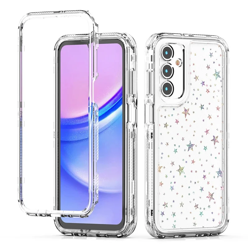 For Samsung Galaxy A15 4G / 5G Case Acrylic TPU Clear Phone Cover with Laser-printed Film - Stars