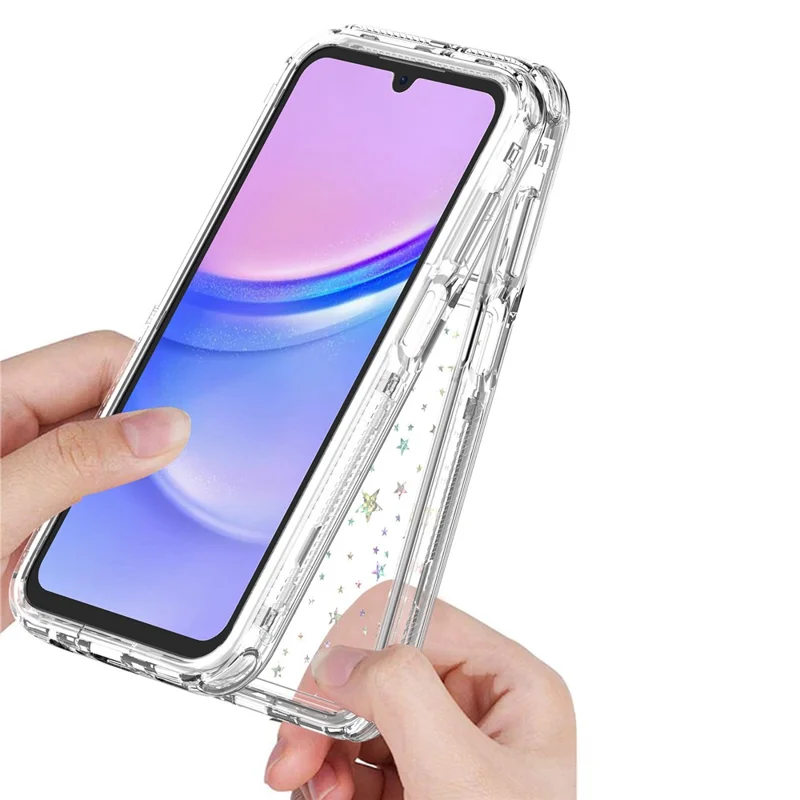 For Samsung Galaxy A15 4G / 5G Case Acrylic TPU Clear Phone Cover with Laser-printed Film - Stars