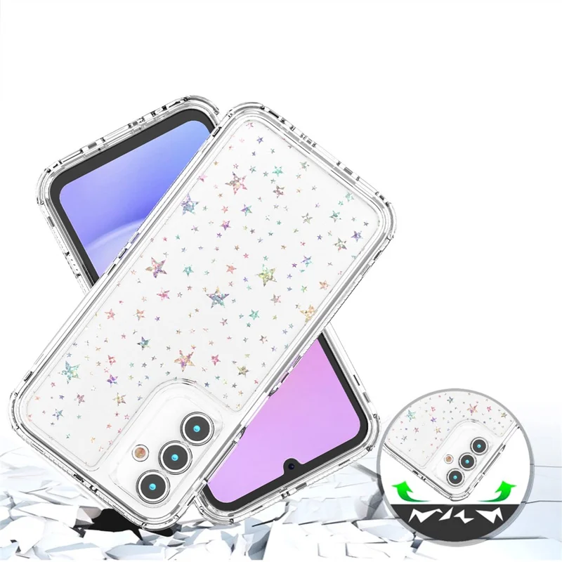 For Samsung Galaxy A15 4G / 5G Case Acrylic TPU Clear Phone Cover with Laser-printed Film - Stars
