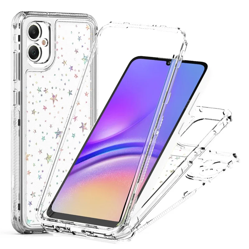 Funda para Samsung Galaxy A05 4G Cortes precisos Cubierta de teléfono clara de Acrilico TPU con película impresa por láser - Estrellas